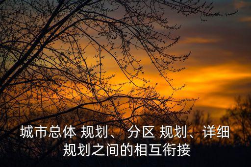 城市總體 規劃、 分區 規劃、詳細 規劃之間的相互銜接