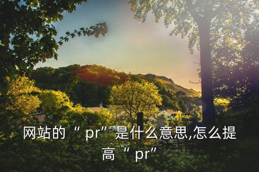 網站的“ pr”是什么意思,怎么提高“ pr”