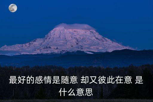 最好的感情是隨意 卻又彼此在意 是什么意思
