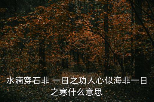 水滴穿石非 一日之功人心似海非一日之寒什么意思