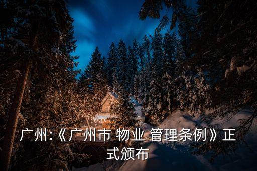 廣州:《廣州市 物業(yè) 管理條例》正式頒布