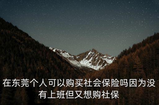 在東莞個人可以購買社會保險嗎因為沒有上班但又想購社保