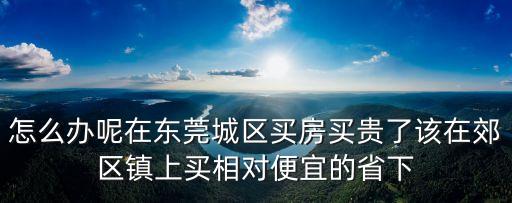 怎么辦呢在東莞城區買房買貴了該在郊區鎮上買相對便宜的省下