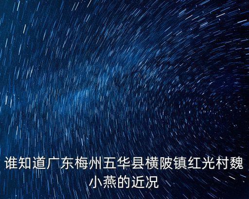 誰知道廣東梅州五華縣橫陂鎮紅光村魏小燕的近況