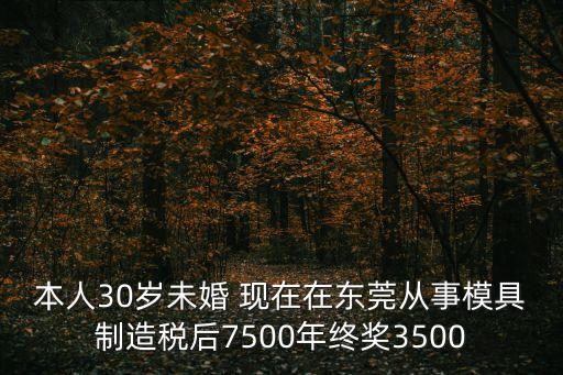本人30歲未婚 現在在東莞從事模具制造稅后7500年終獎3500