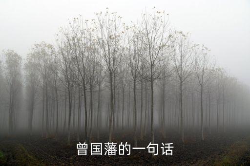 曾國藩的一句話