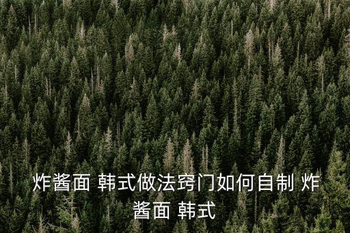 韓式炸醬面的做法,韓式炸醬面做法:炸醬不會太咸!