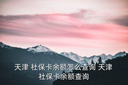  天津 社保卡余額怎么查詢 天津 社保卡余額查詢
