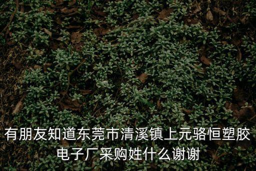 有朋友知道東莞市清溪鎮上元駱恒塑膠電子廠采購姓什么謝謝