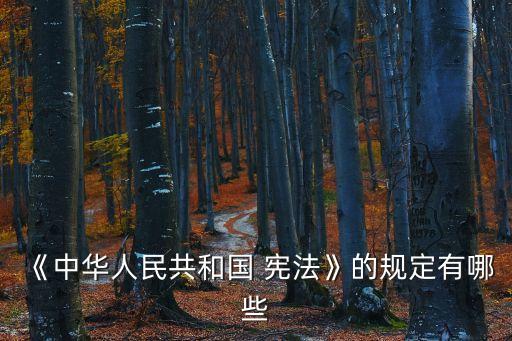 《中華人民共和國 憲法》的規(guī)定有哪些