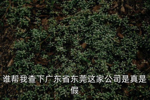 誰幫我查下廣東省東莞這家公司是真是假