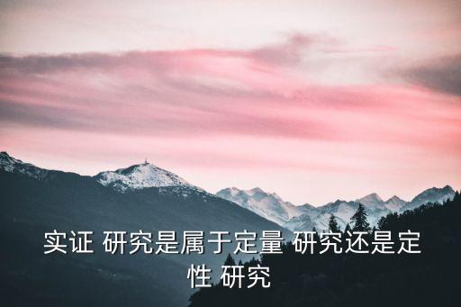  實(shí)證 研究是屬于定量 研究還是定性 研究