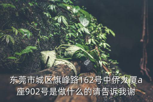 東莞市城區旗峰路162號中僑大廈a座902號是做什么的請告訴我謝