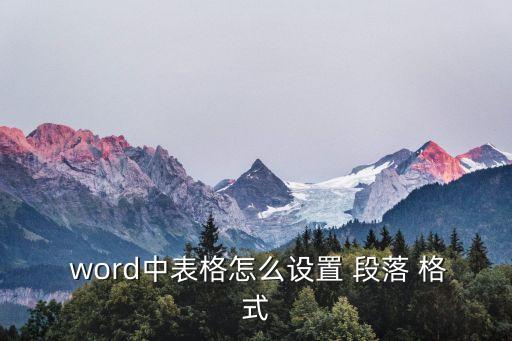  word中表格怎么設置 段落 格式