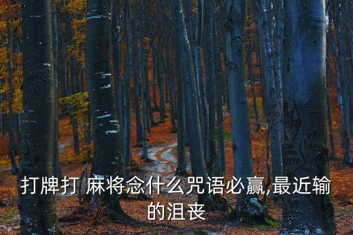 打牌打 麻將念什么咒語必贏,最近輸的沮喪