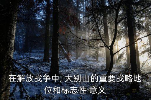 在解放戰爭中, 大別山的重要戰略地位和標志性 意義