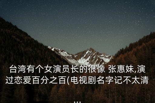 臺灣有個女演員長的很像 張惠妹,演過戀愛百分之百(電視劇名字記不太清...
