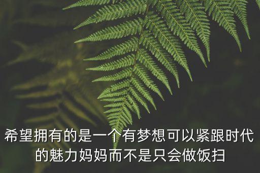 希望擁有的是一個有夢想可以緊跟時代的魅力媽媽而不是只會做飯掃