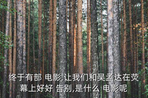 終于有部 電影,讓我們和吳孟達在熒幕上好好 告別,是什么 電影呢