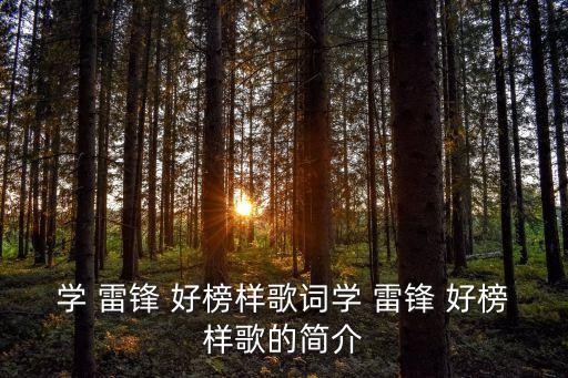 學習雷鋒好榜樣,歌詞:學習雷鋒好榜樣:不忘初心戰斗精神強