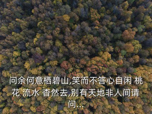 問余何意棲碧山,笑而不答心自閑 桃花 流水 杳然去,別有天地非人間請問...