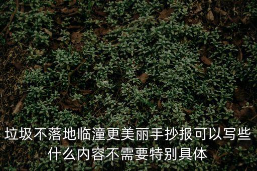 垃圾不落地校園更美麗手抄報，垃圾不落地臨潼更美麗手抄報可以寫些什么內容不需要特別具體