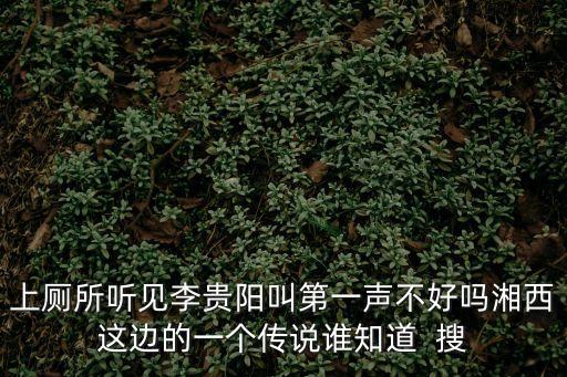 上廁所聽見李貴陽叫第一聲不好嗎湘西這邊的一個傳說誰知道  搜