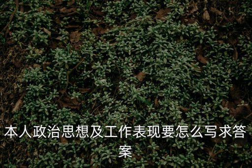 本人政治思想及工作表現要怎么寫求答案