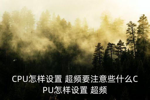CPU怎樣設置 超頻要注意些什么CPU怎樣設置 超頻