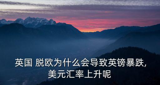  英國(guó) 脫歐為什么會(huì)導(dǎo)致英鎊暴跌,美元匯率上升呢