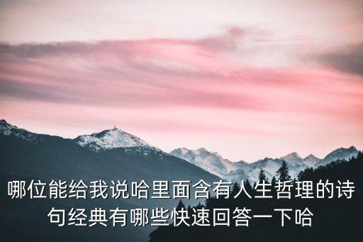 經(jīng)典詩句人生感悟，有關于人生感慨的詩