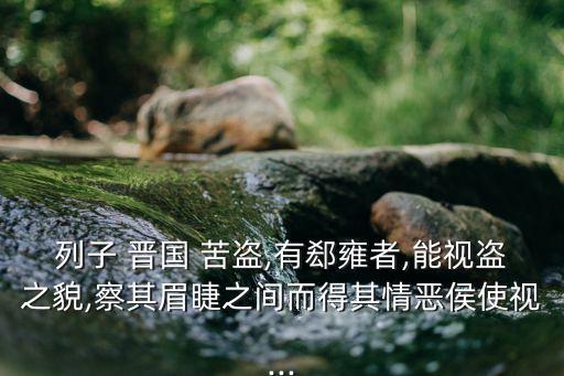列子 晉國(guó) 苦盜,有郄雍者,能視盜之貌,察其眉睫之間而得其情惡侯使視...