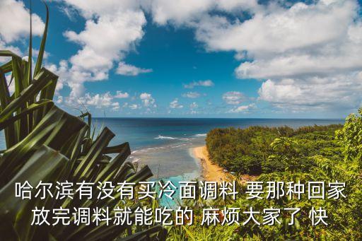 哈爾濱有沒有買冷面調料 要那種回家放完調料就能吃的 麻煩大家了 快