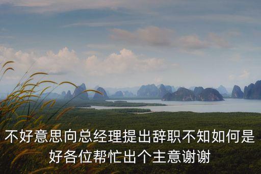 不好意思向總經(jīng)理提出辭職不知如何是好各位幫忙出個主意謝謝