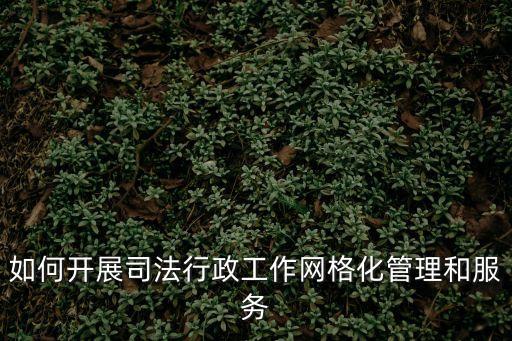 如何開展司法行政工作網格化管理和服務