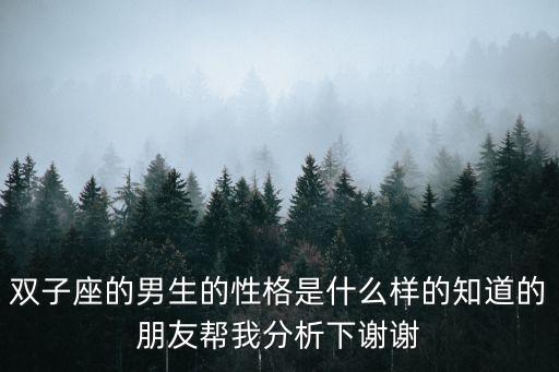 雙子座男生性格，雙子座的男生的性格是什么樣的知道的朋友幫我分析下謝謝