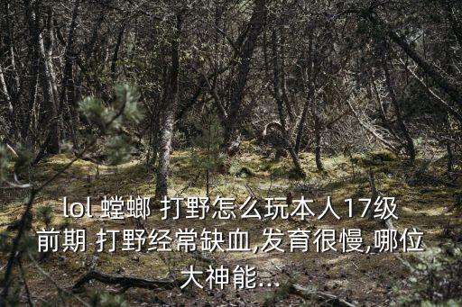 lol 螳螂 打野怎么玩本人17級(jí)前期 打野經(jīng)常缺血,發(fā)育很慢,哪位大神能...