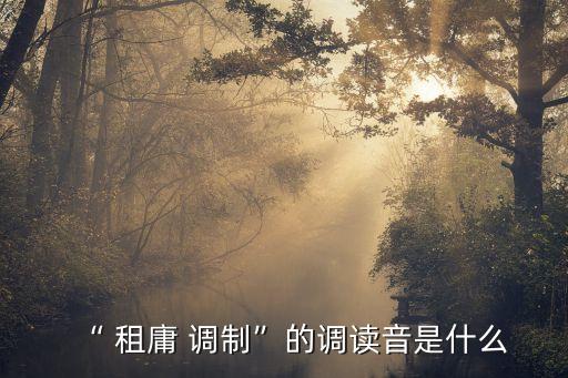 “ 租庸 調制”的調讀音是什么