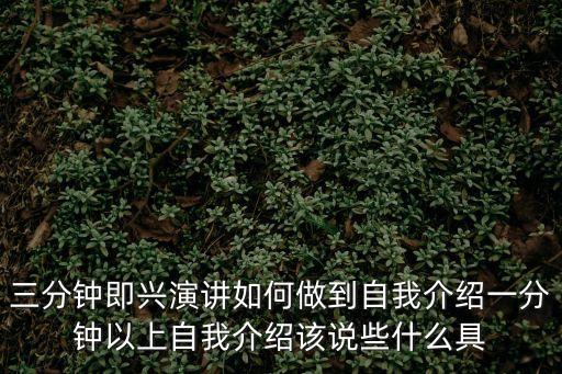 三分鐘即興演講，什么是3分鐘即興演說