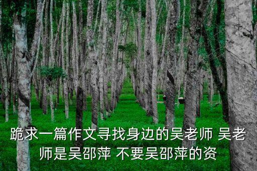 吳邵萍，跪求一篇作文尋找身邊的吳老師 吳老師是吳邵萍 不要吳邵萍的資