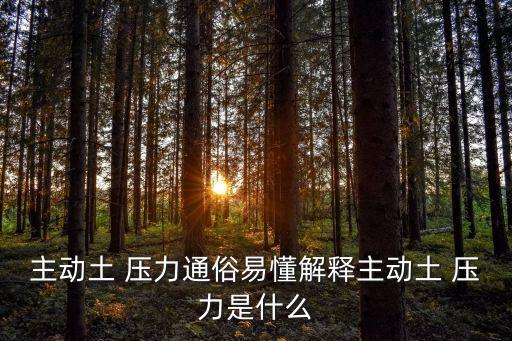 主動土 壓力通俗易懂解釋主動土 壓力是什么