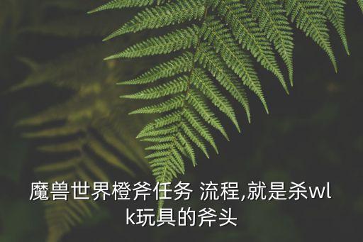 魔獸世界橙斧任務 流程,就是殺wlk玩具的斧頭