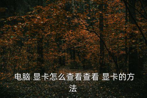  電腦 顯卡怎么查看查看 顯卡的方法