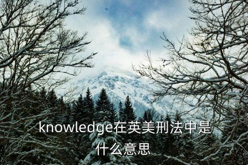  knowledge在英美刑法中是什么意思