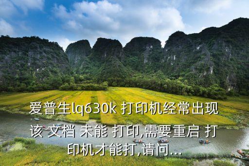 愛普生lq630k 打印機經常出現該 文檔 未能 打印,需要重啟 打印機才能打,請問...