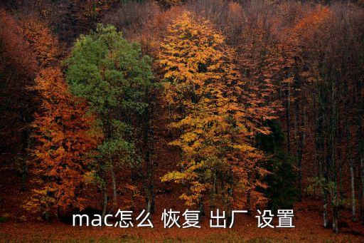  mac怎么 恢復 出廠 設置