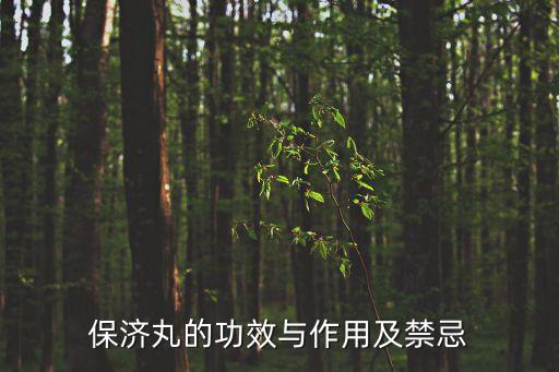 保濟丸的功效與作用及禁忌