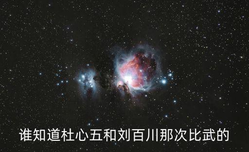 誰知道杜心五和劉百川那次比武的