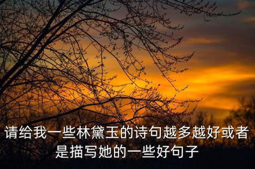 描寫林黛玉的句子，請給我一些林黛玉的詩句越多越好或者是描寫她的一些好句子