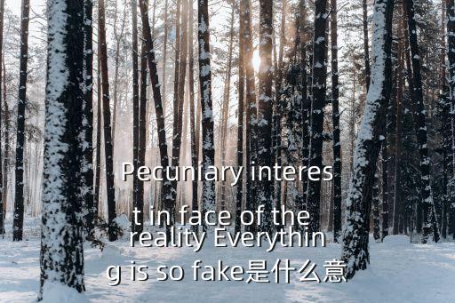 Pecuniary interest in face of the reality Everything is so fake是什么意